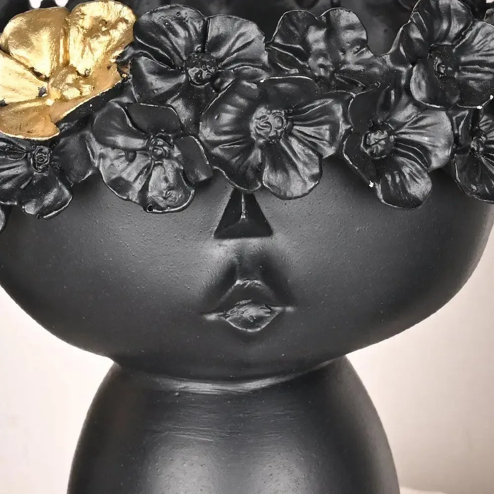 Pretty Little Girlie Golden & Back Polyresin Table Accent Vase (Set of 2)