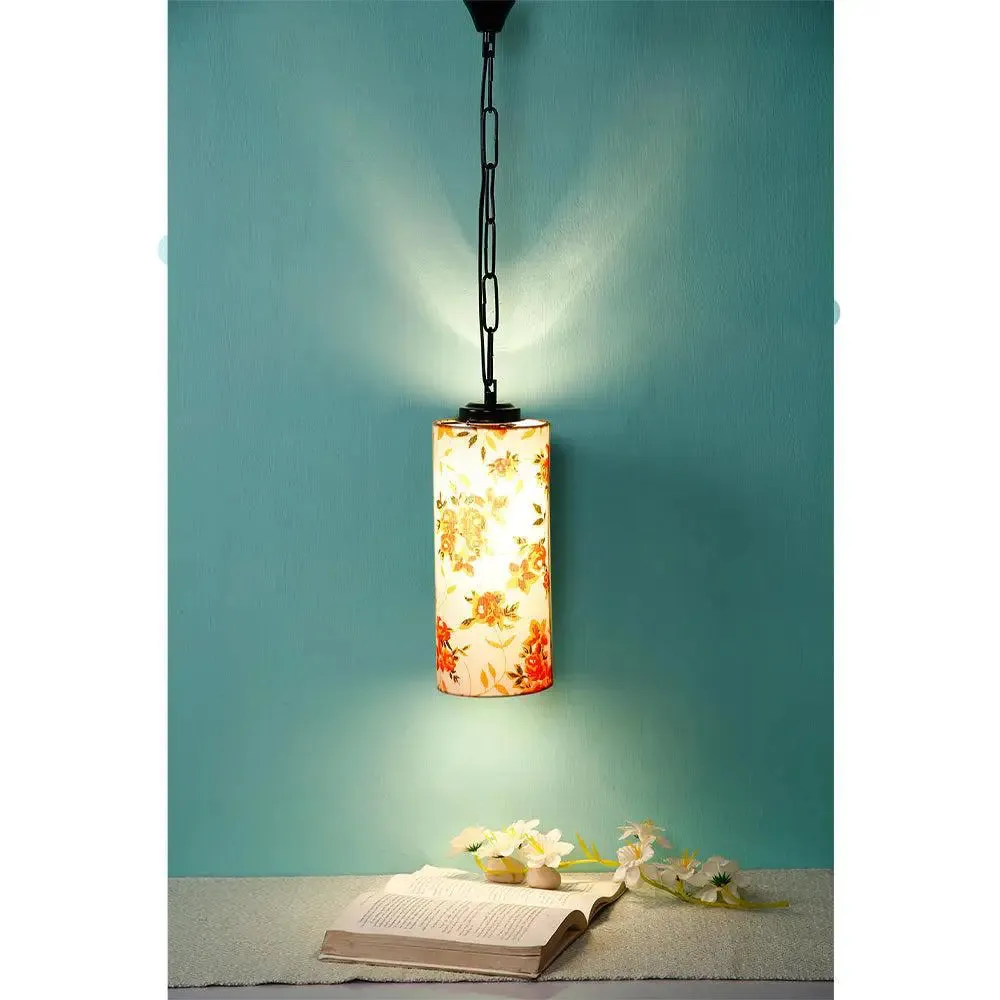 Pretty Multicolor Cotton Cylindrical Hanging Light