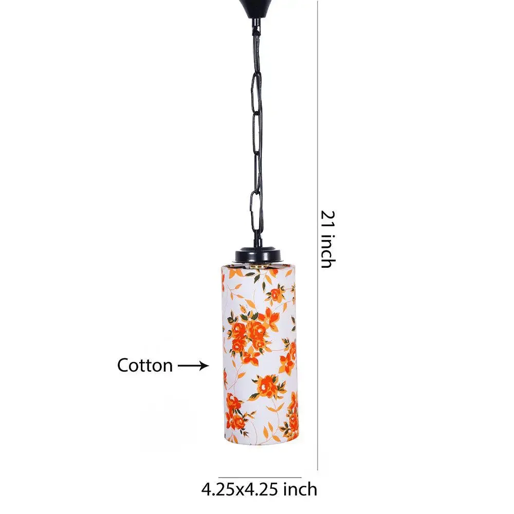 Pretty Multicolor Cotton Cylindrical Hanging Light