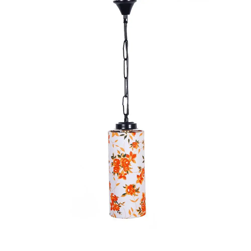 Pretty Multicolor Cotton Cylindrical Hanging Light