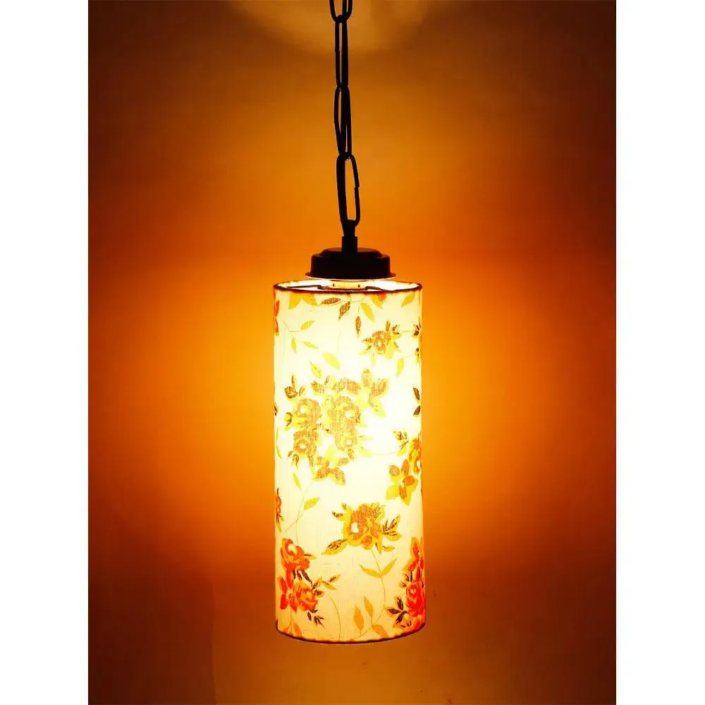 Pretty Multicolor Cotton Cylindrical Hanging Light