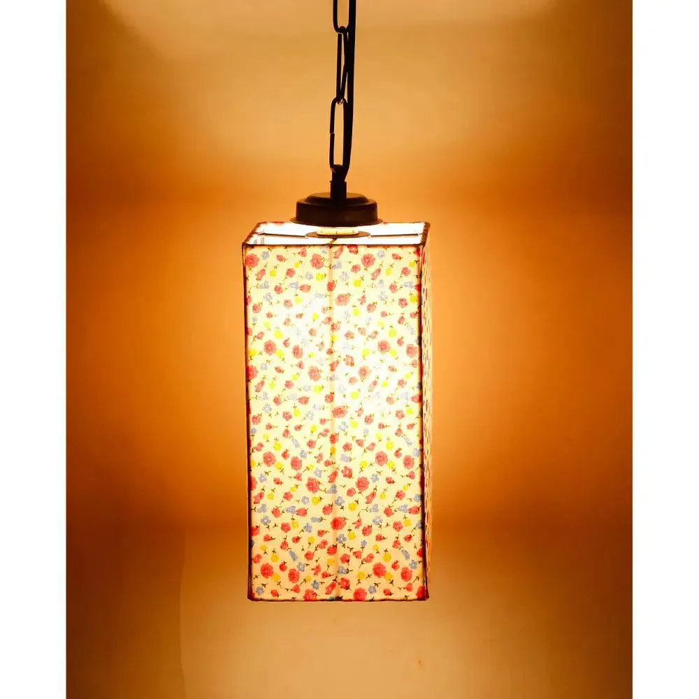 Pretty Multicolor Cotton Square Hanging Light