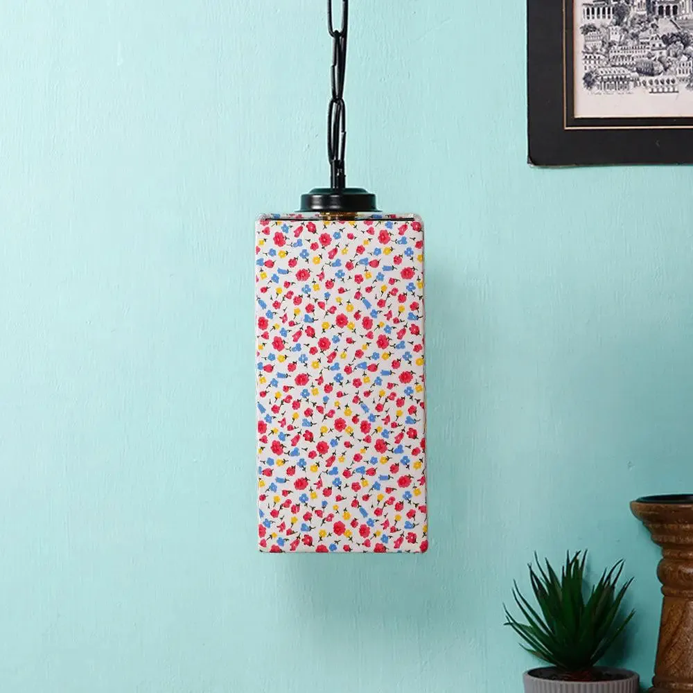 Pretty Multicolor Cotton Square Hanging Light