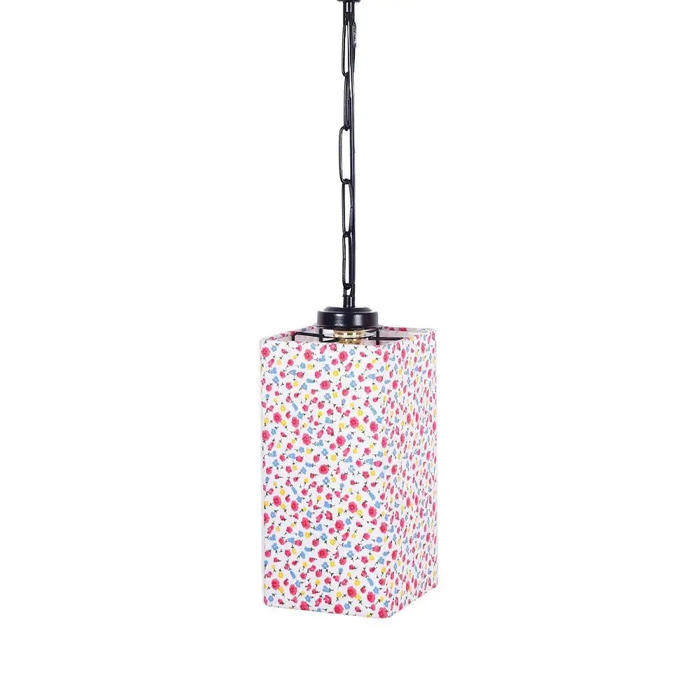Pretty Multicolor Cotton Square Hanging Light