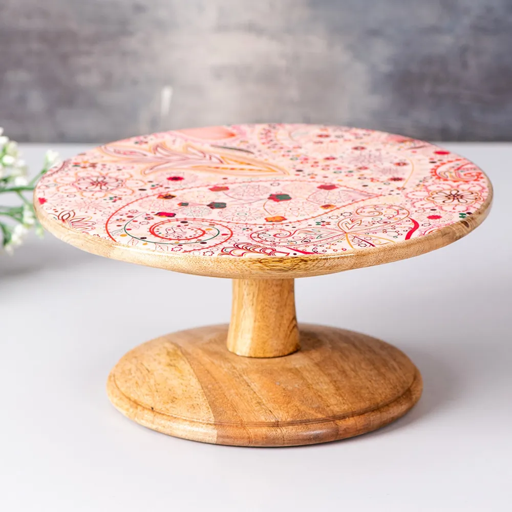Pretty Pink Textured Wooden Cake Stand