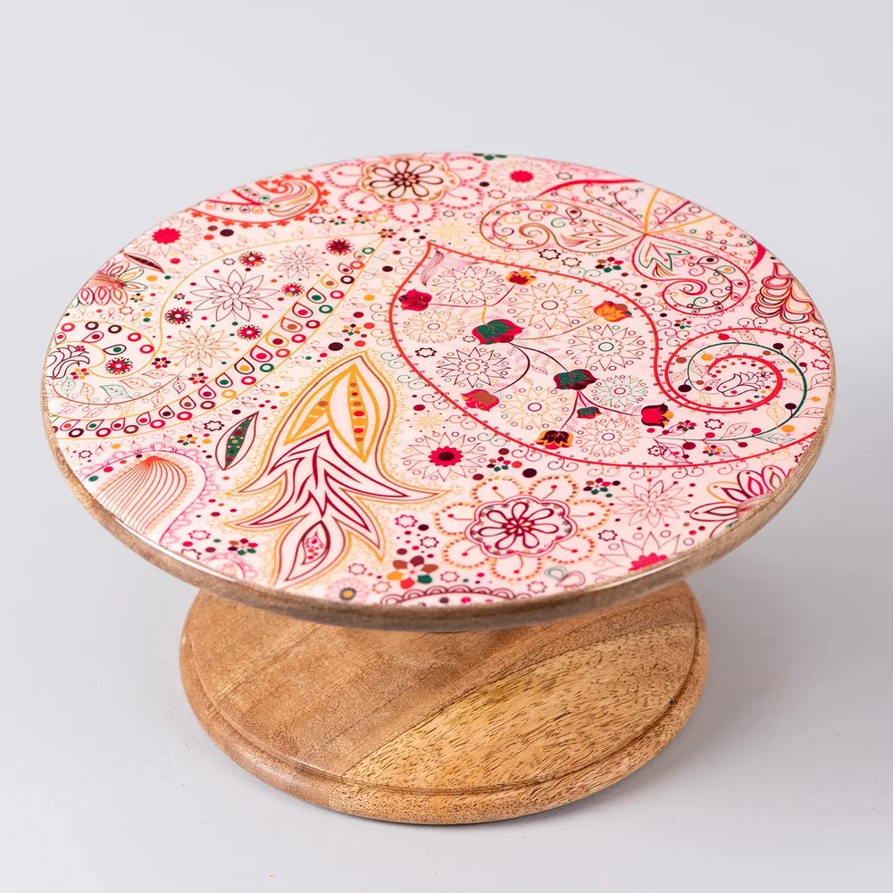 Pretty Pink Textured Wooden Cake Stand