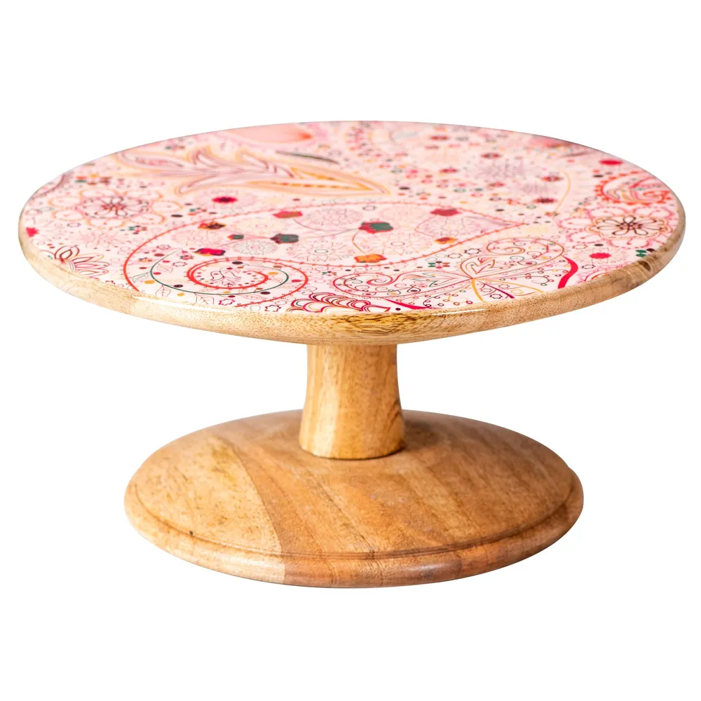 Pretty Pink Textured Wooden Cake Stand