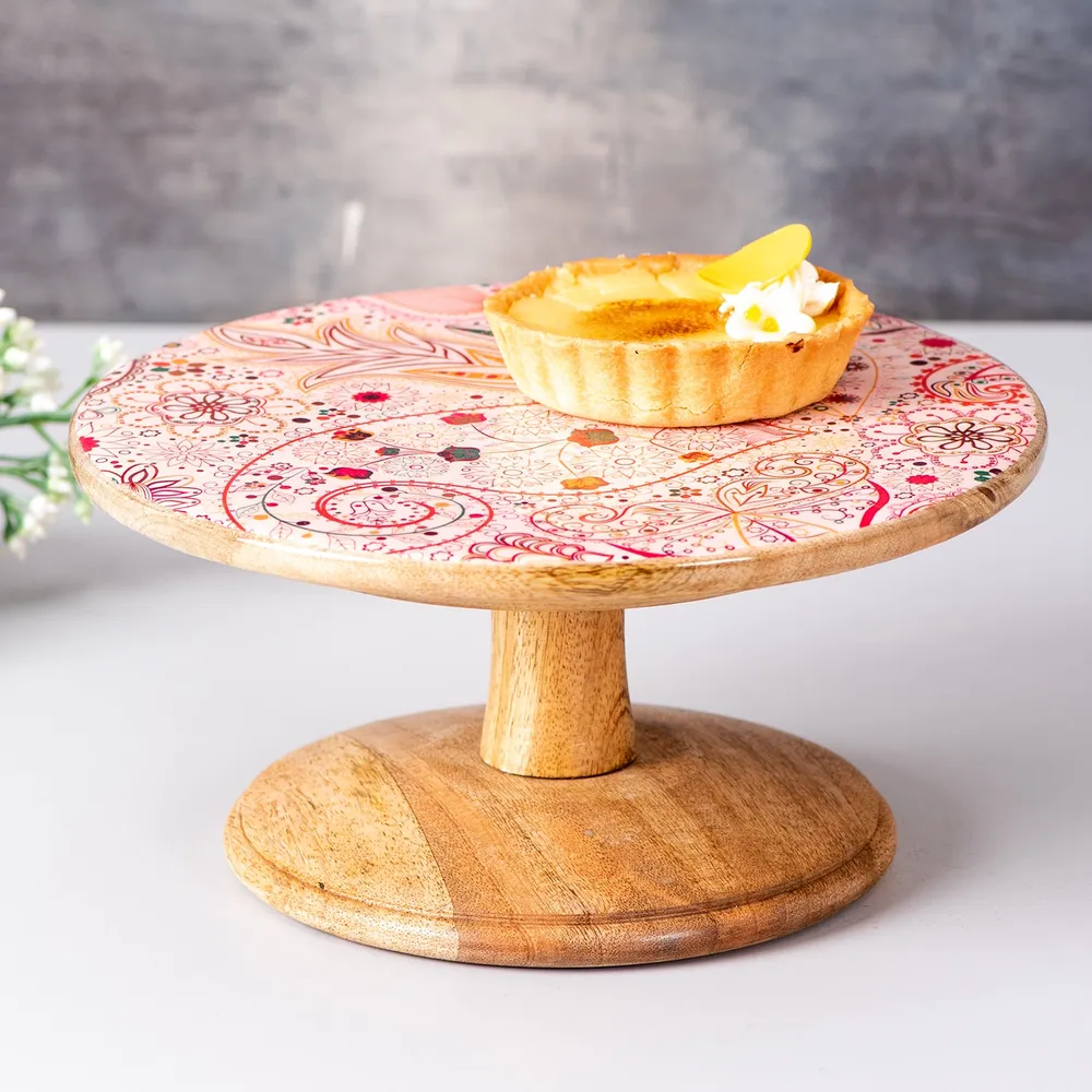 Pretty Pink Textured Wooden Cake Stand