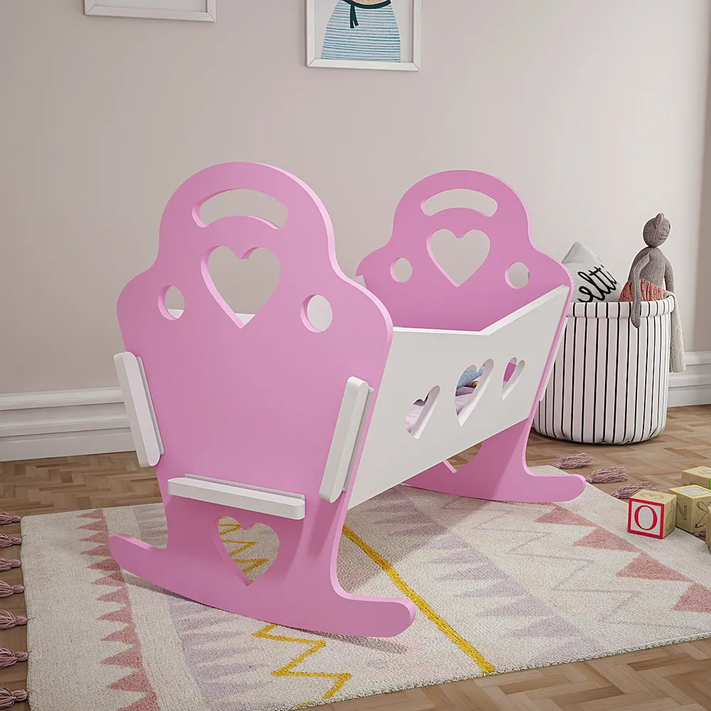 Pretty Pink & White Termite-Proof Wood Swing Cradle