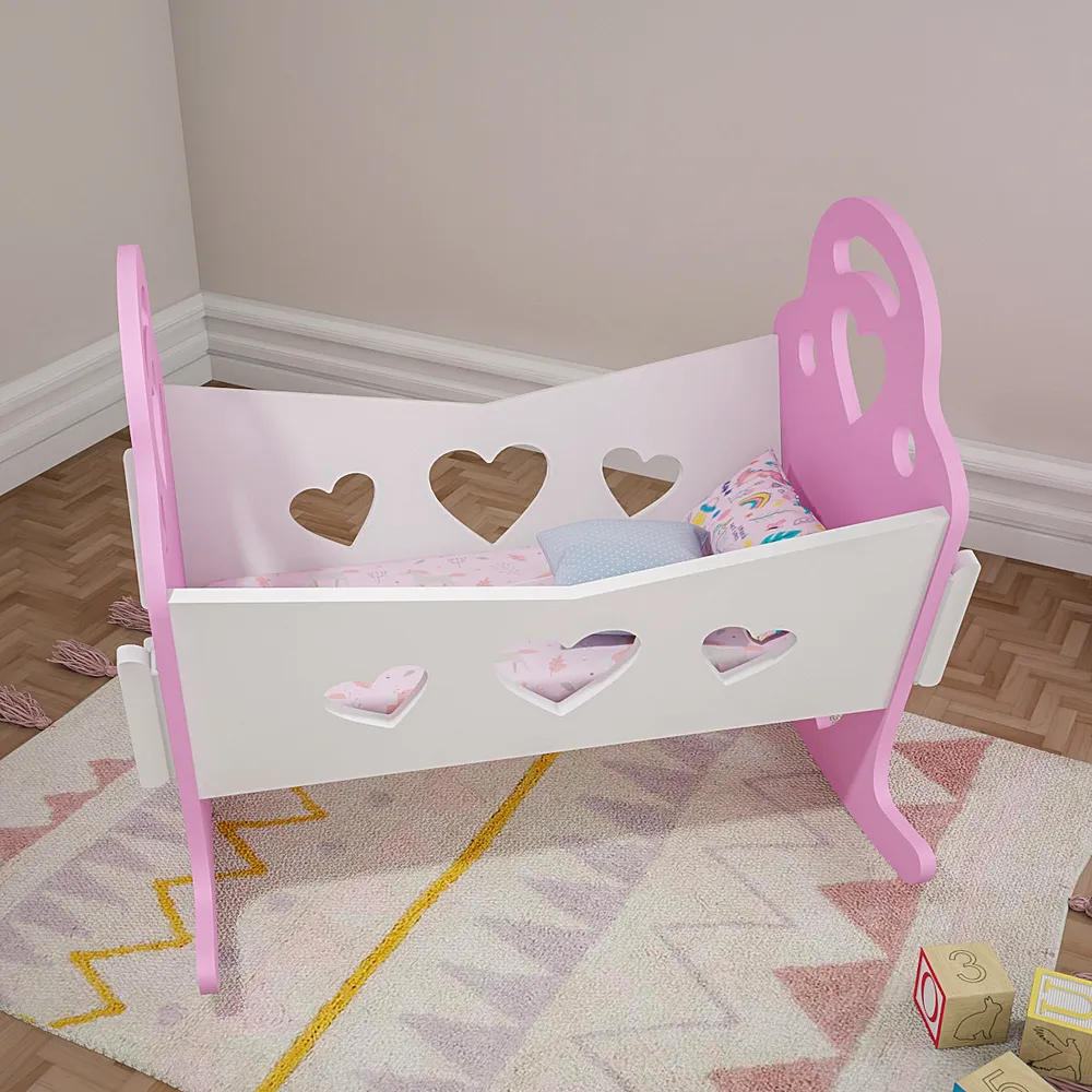 Pretty Pink & White Termite-Proof Wood Swing Cradle