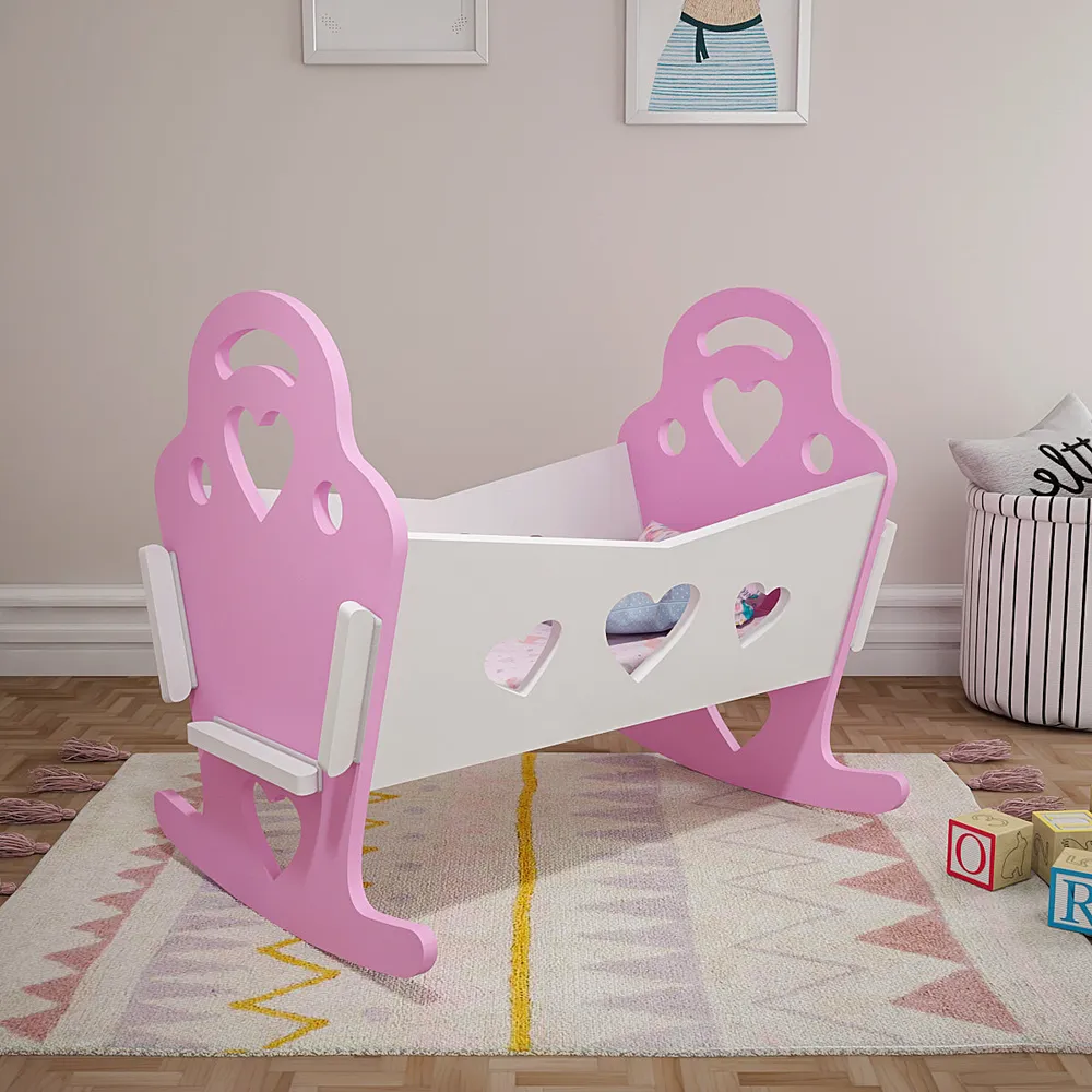 Pretty Pink & White Termite-Proof Wood Swing Cradle