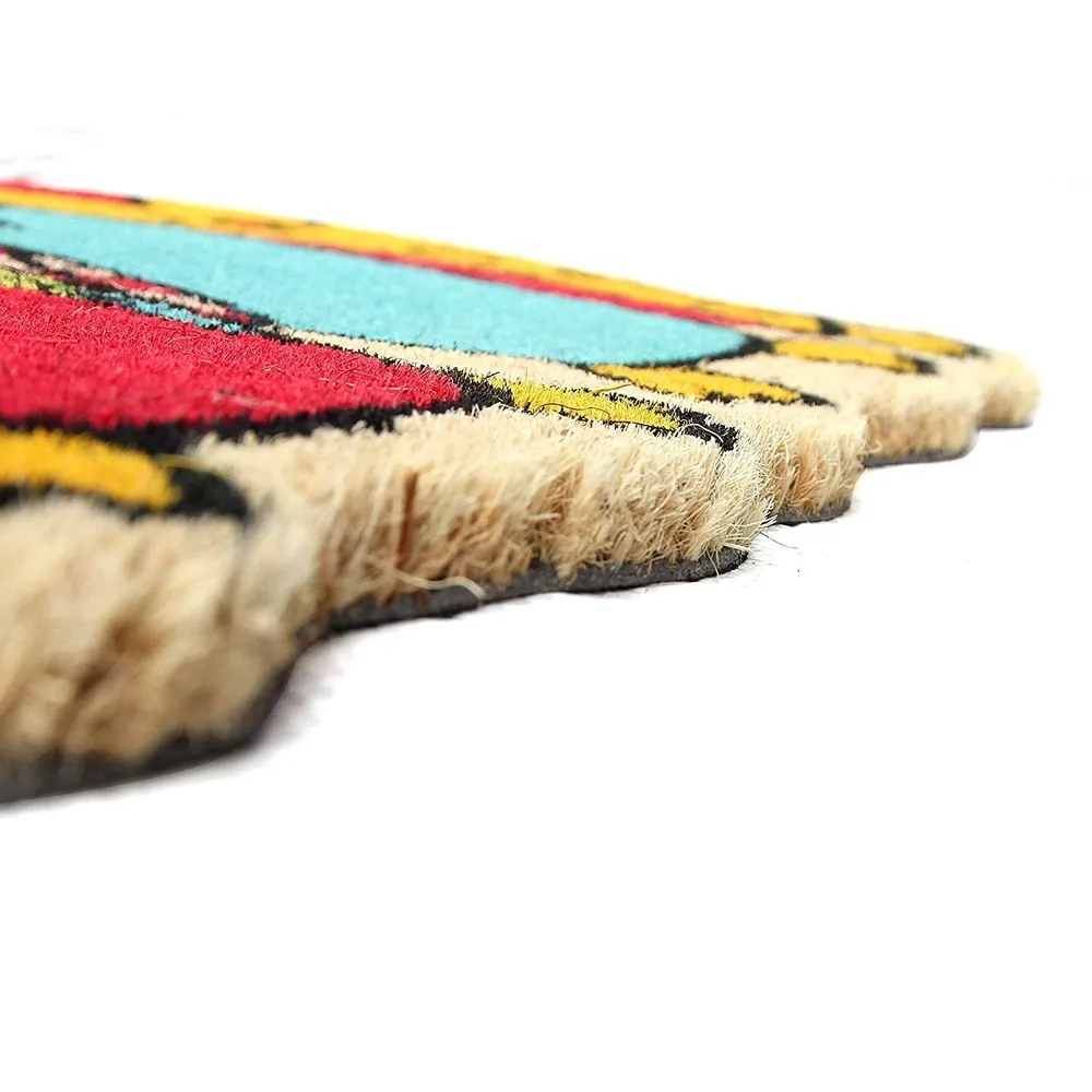 Pretty Sleeping Owls Cut Natural Coir Doormat