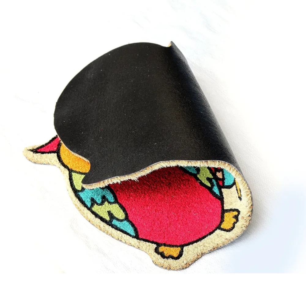 Pretty Sleeping Owls Cut Natural Coir Doormat