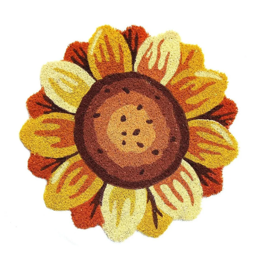 Pretty Sunflower Cut Natural Coir Doormat