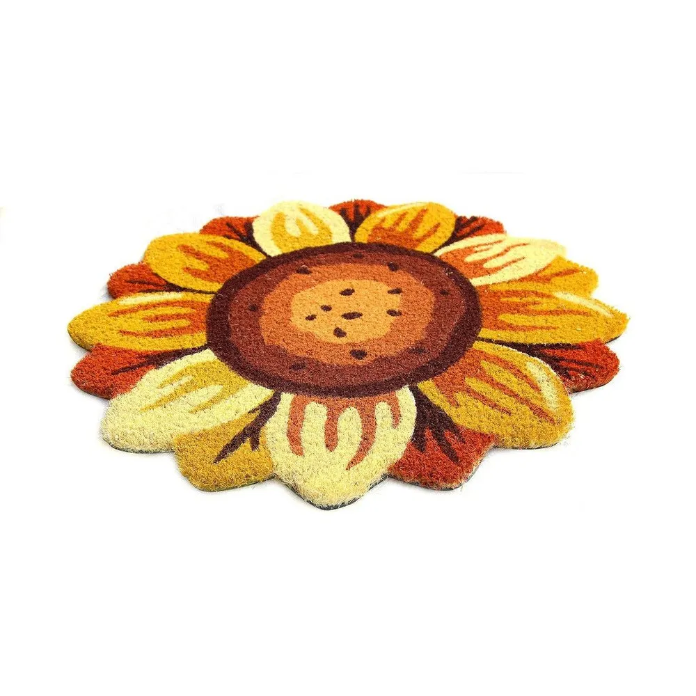 Pretty Sunflower Cut Natural Coir Doormat