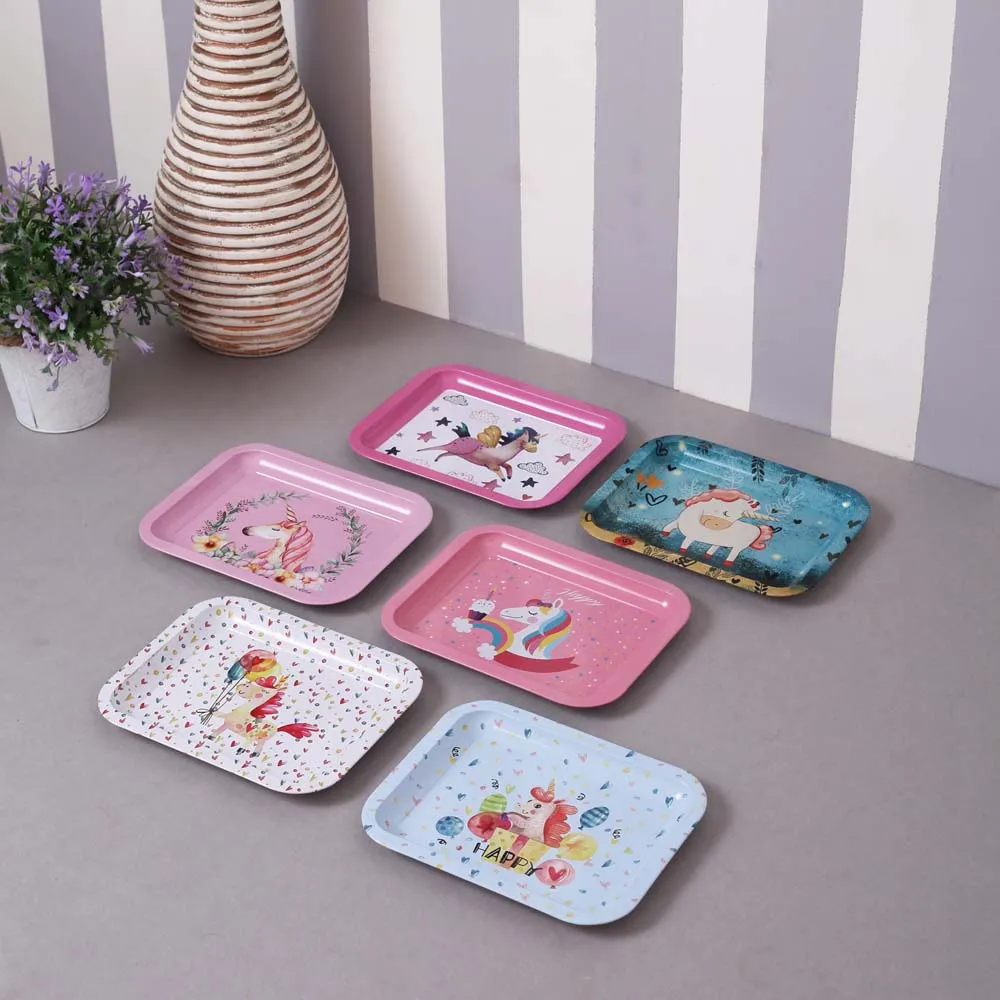 Pretty Unicorn Multicolor Mini Serving Trays Set Of 6