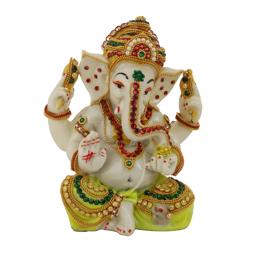 Pretty Yellow Ganesh Idol Decorative Showpiece Cum Tealight Holder