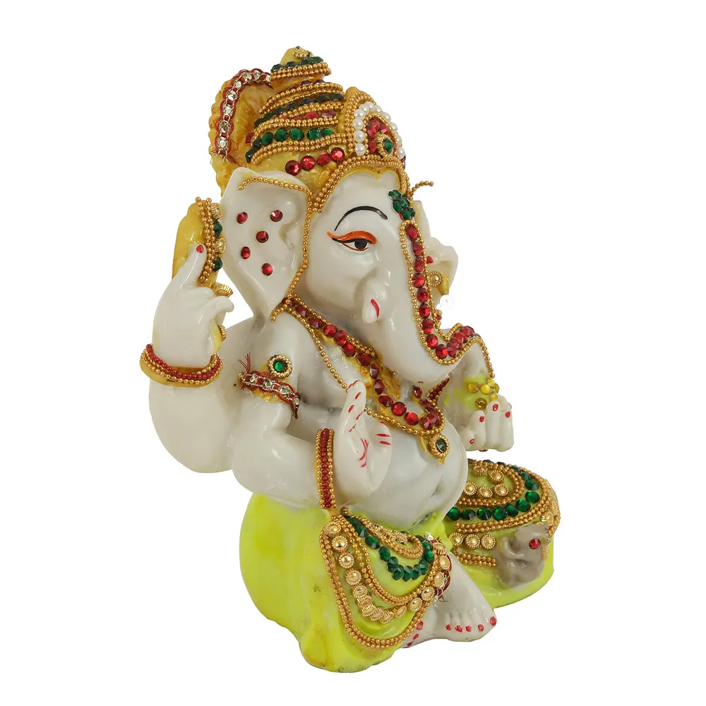 Pretty Yellow Ganesh Idol Decorative Showpiece Cum Tealight Holder
