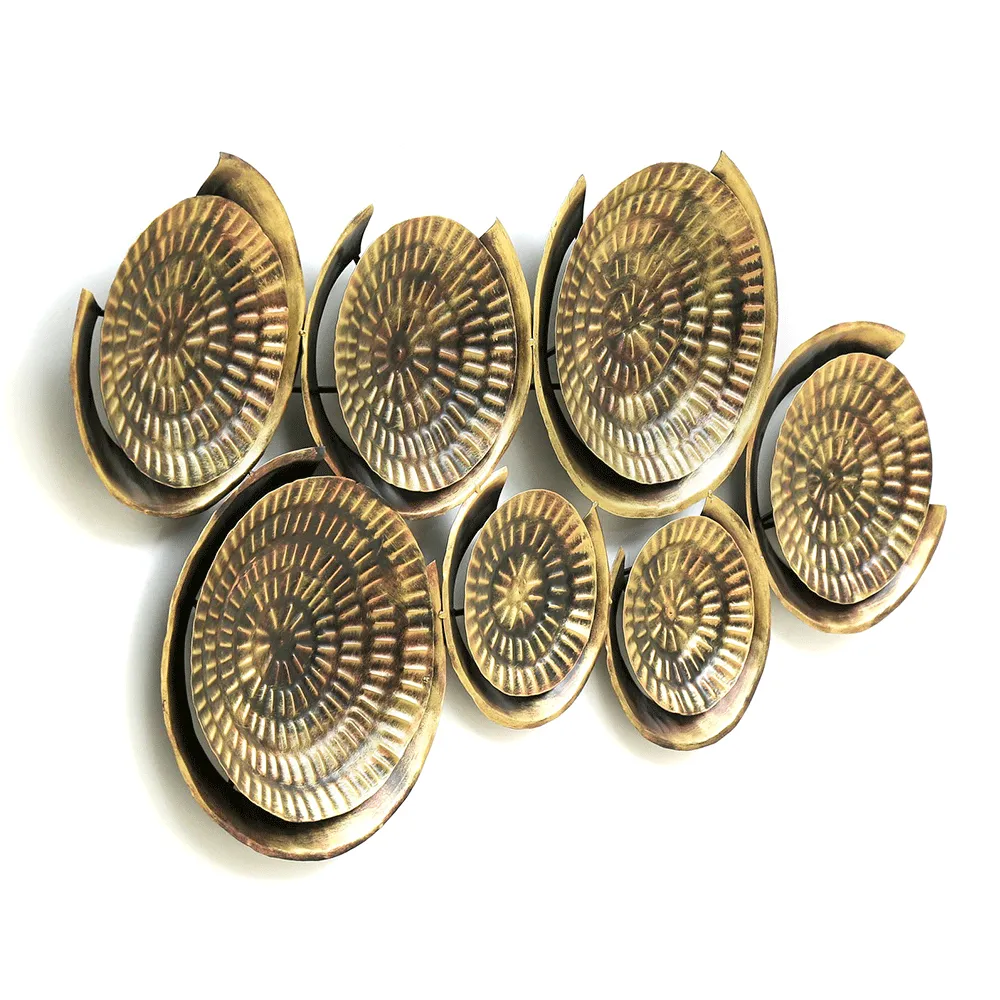 Primitive Art Carved Metal Wall Plates Set Of 7