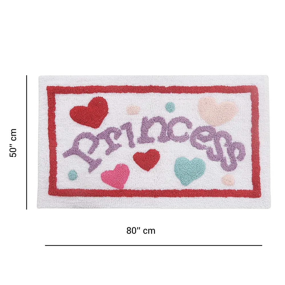 Princess Printed High Absorbent White Kids Bathmat
