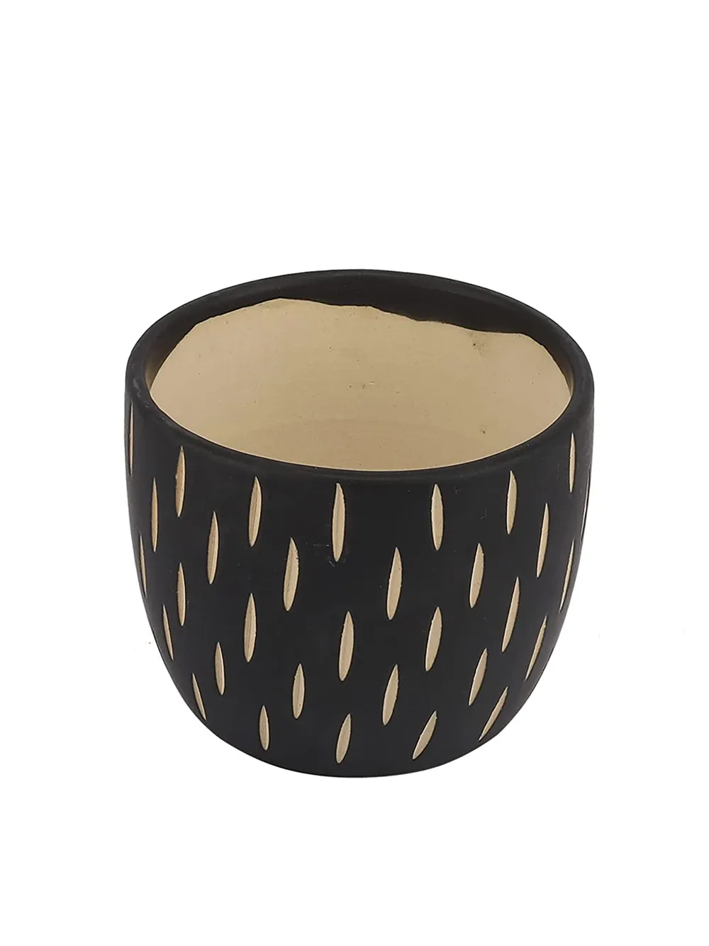 Printed Brown Ceramic Small Plant Pots Set Of 2