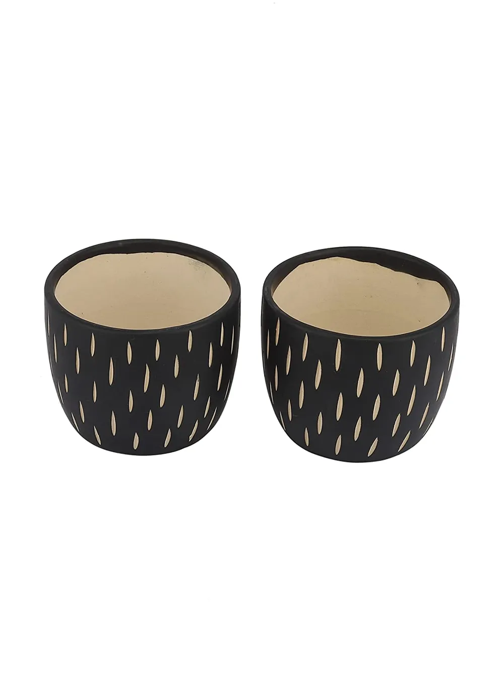 Printed Brown Ceramic Small Plant Pots Set Of 2