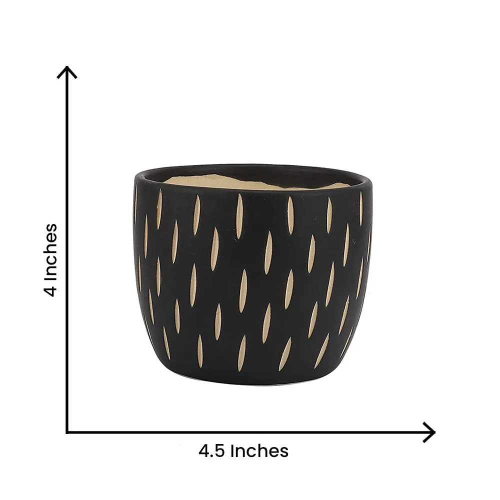 Printed Brown Ceramic Small Plant Pots Set Of 2