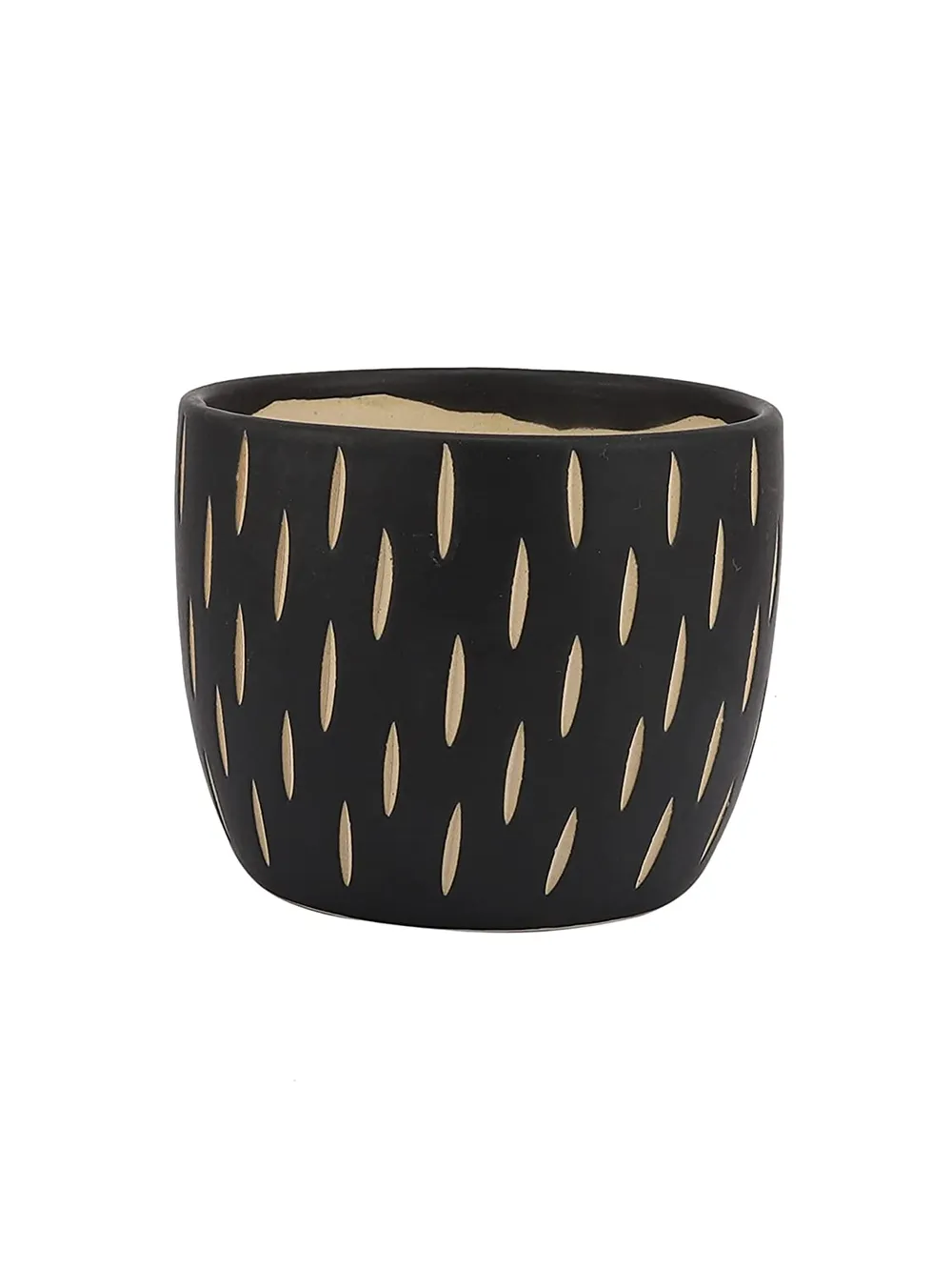 Printed Brown Ceramic Small Plant Pots Set Of 2
