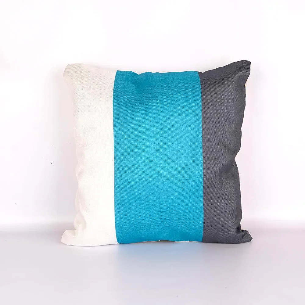 Printed Cotton Blue & Grey Cushion Covers 16x16in Set of 5