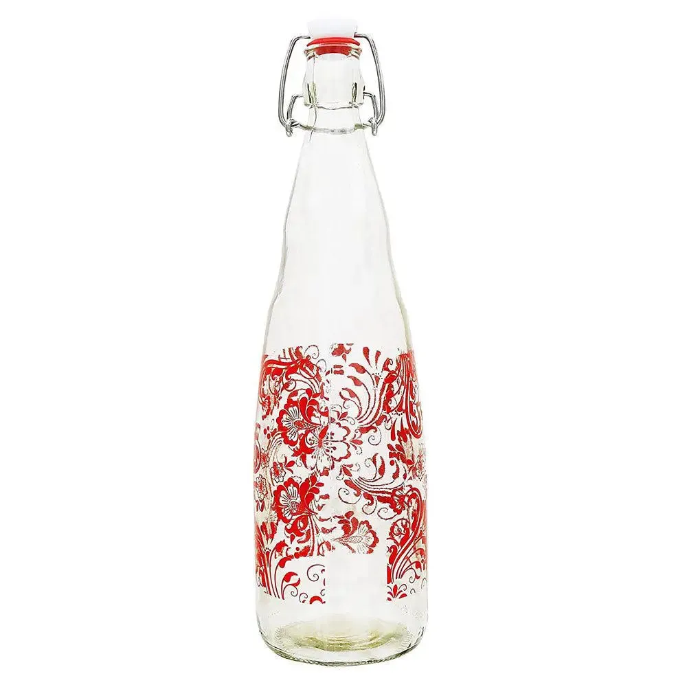 Printed Glass Water Bottle With Cork Set Of 3