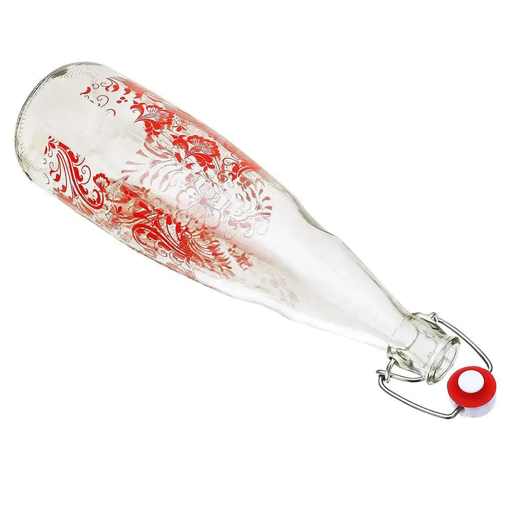 Printed Glass Water Bottle With Cork Set Of 3