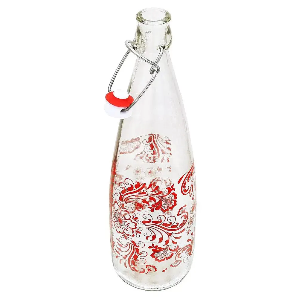 Printed Glass Water Bottle With Cork Set Of 3