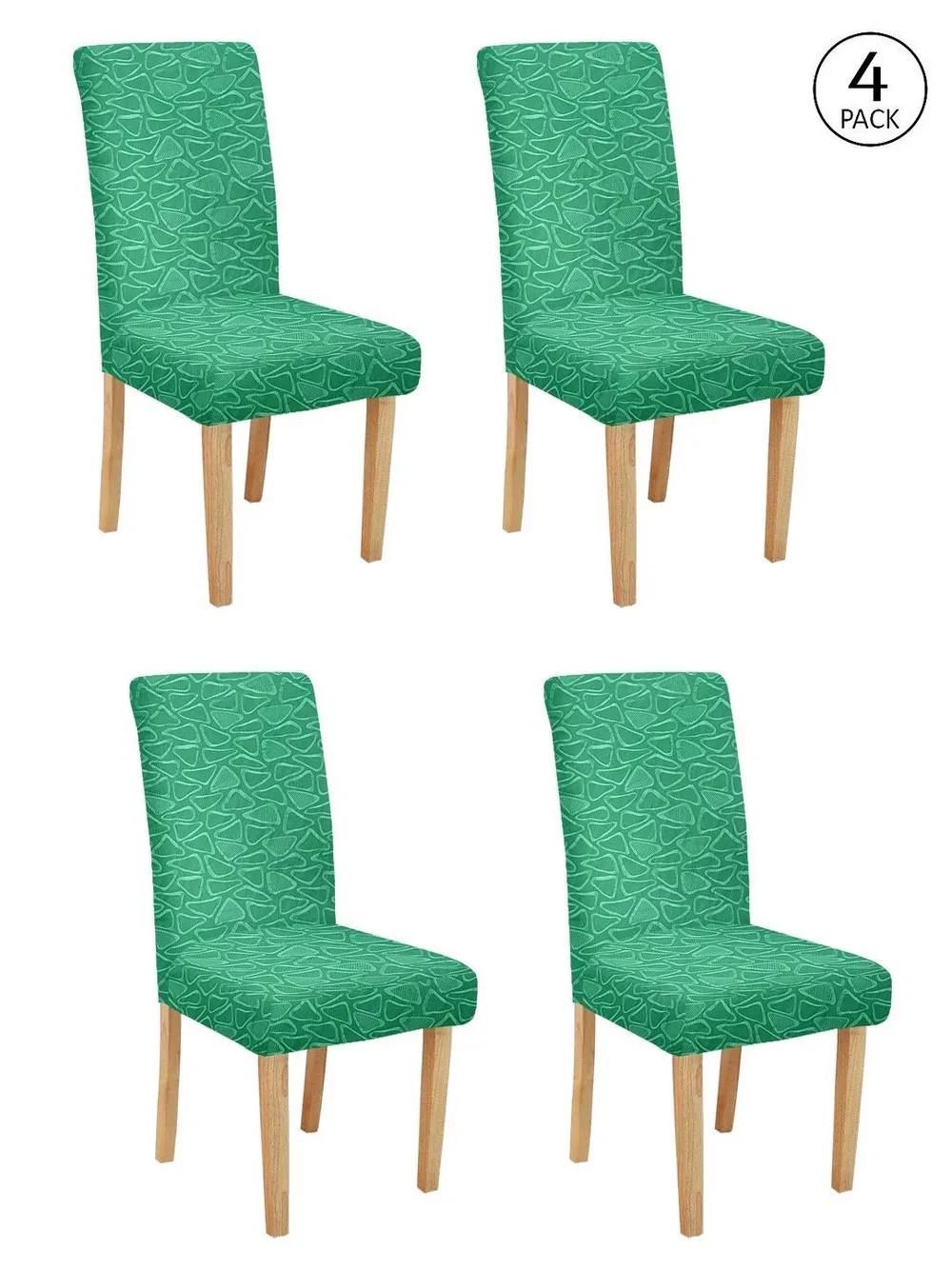 Printed Stretchable Green Spandex Chair Cover Pack of 2