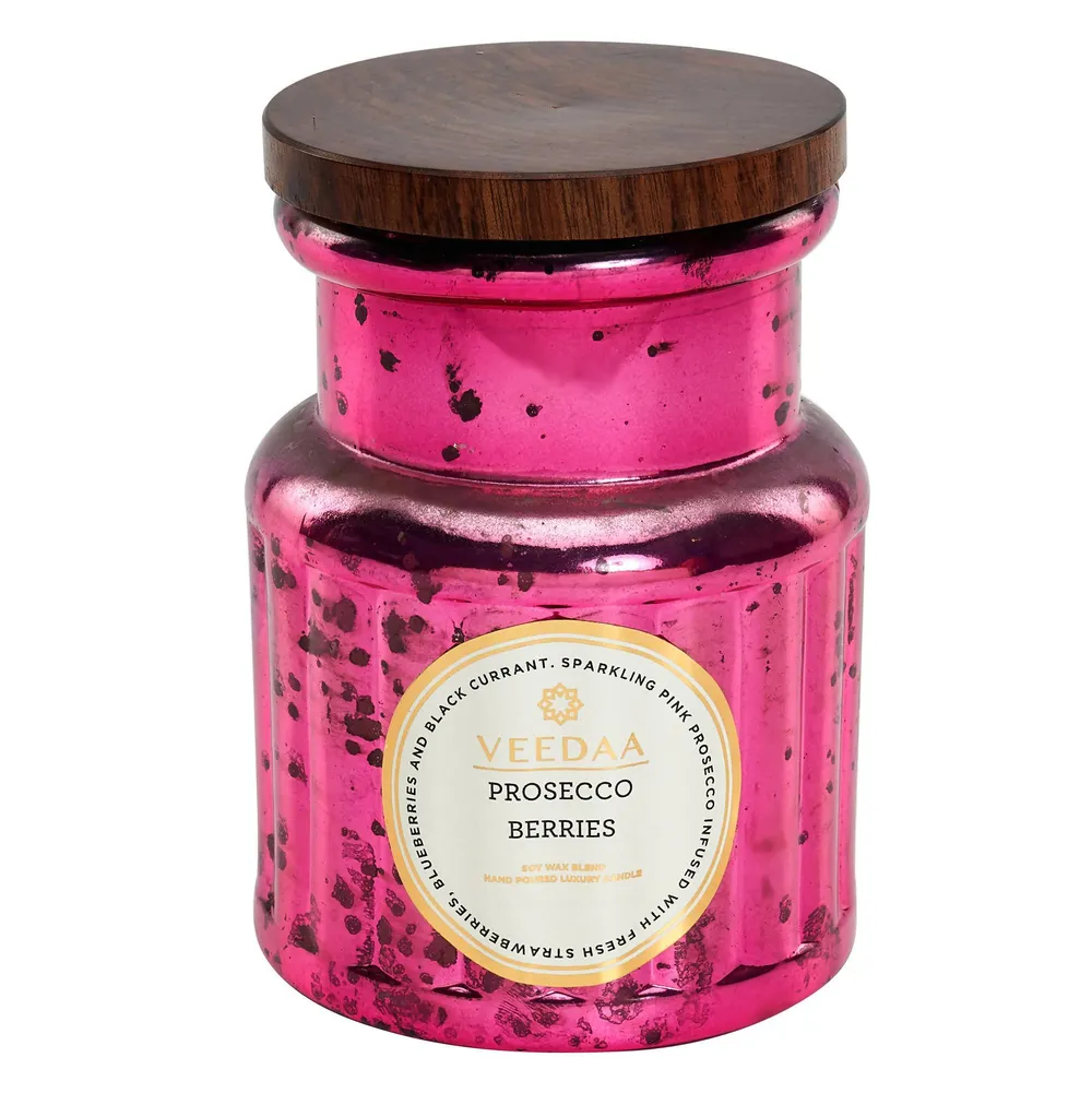 PROSECCO BERRIES CROWN GLASS SCENTED CANDLE