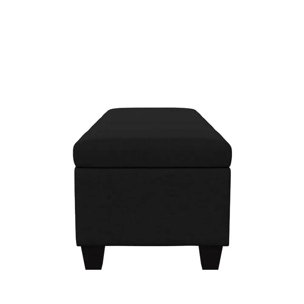 Pure Black Resilient & Super Soft Luxurious Velvet Flip Top Storage Bench