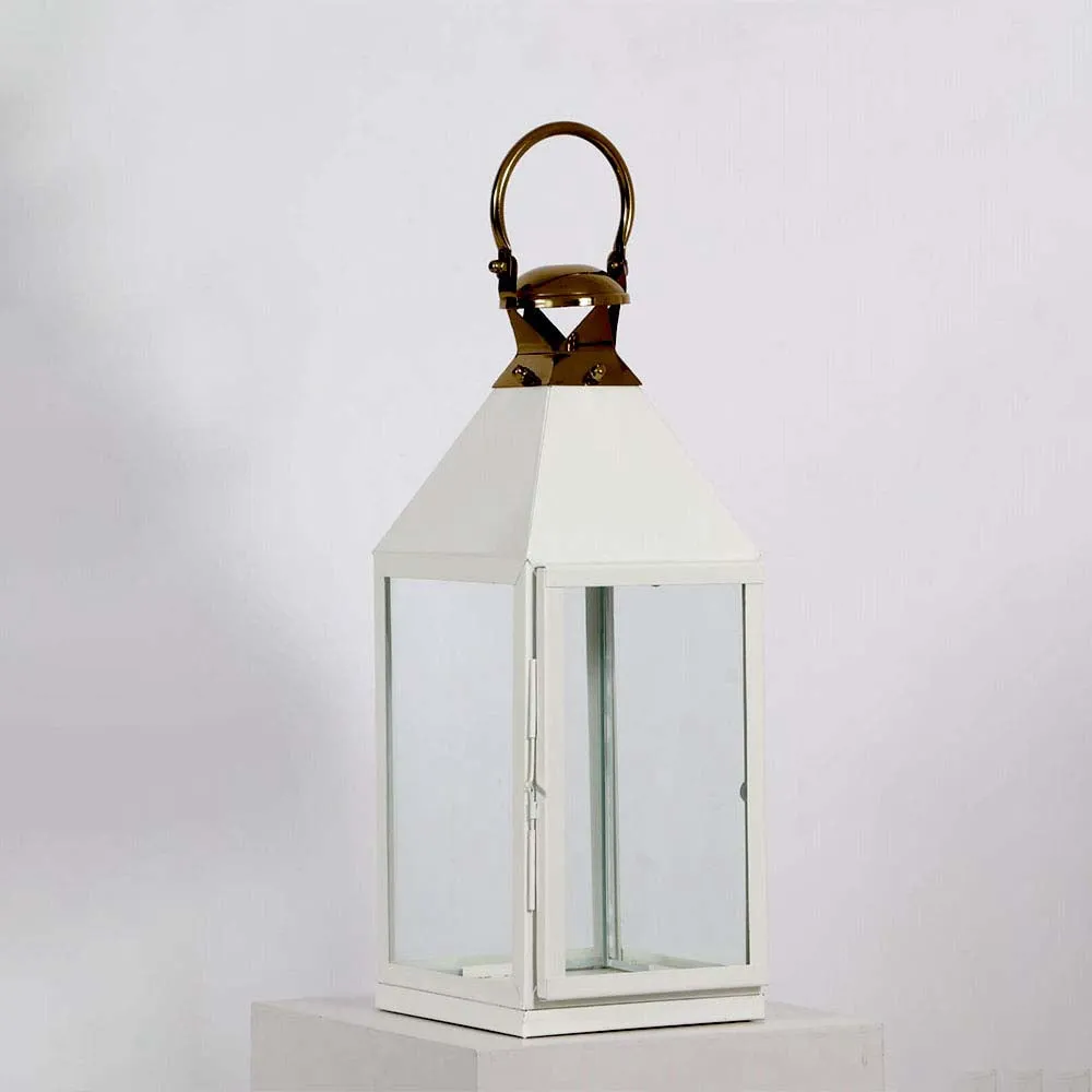 Pure White Metallic Texture Candle Lantern