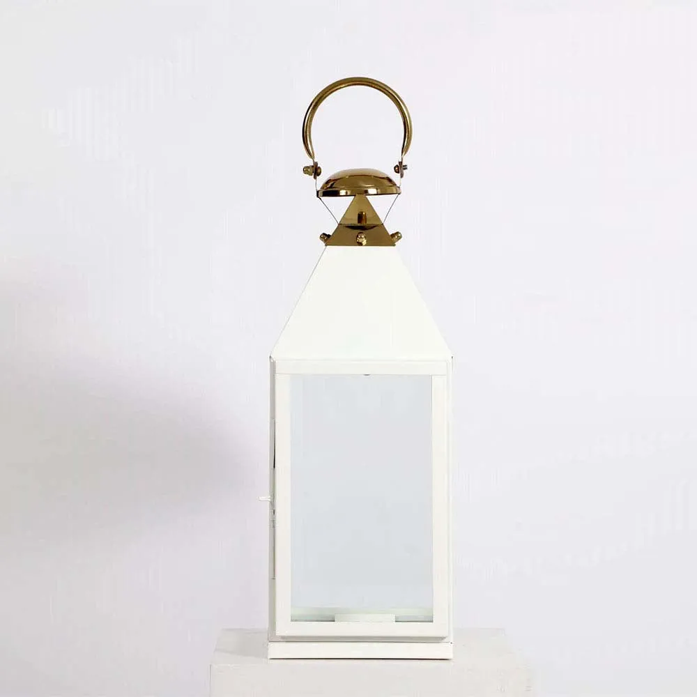 Pure White Metallic Texture Candle Lantern