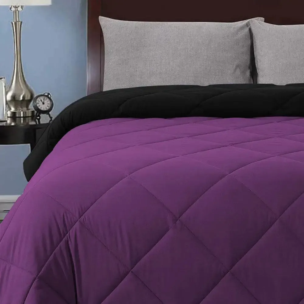 Purple & Black Quilted Double Bed Comforter