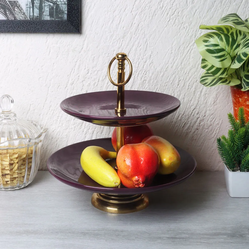 Purple Ceramic 2 Tier Snacks & Fruit Platter