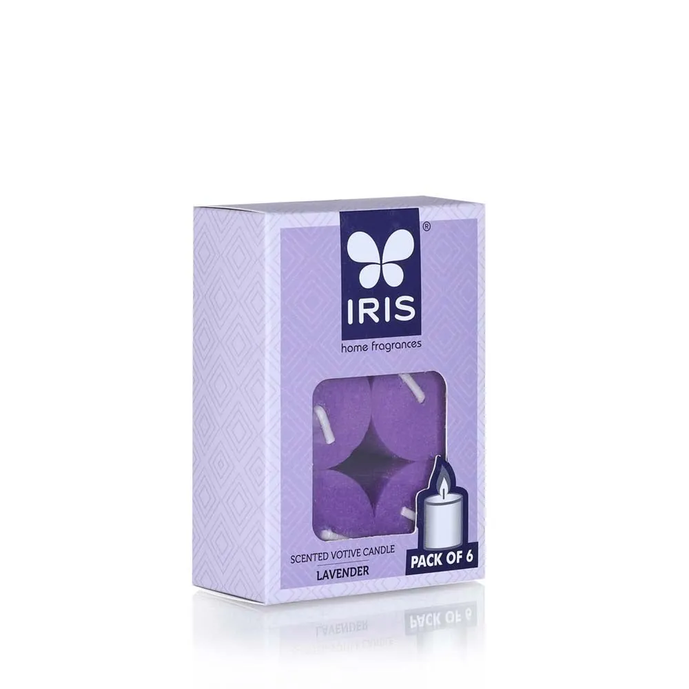 Purple Coloured Lavender Scented Set of 6 Premium Votive Candles Refill Pack