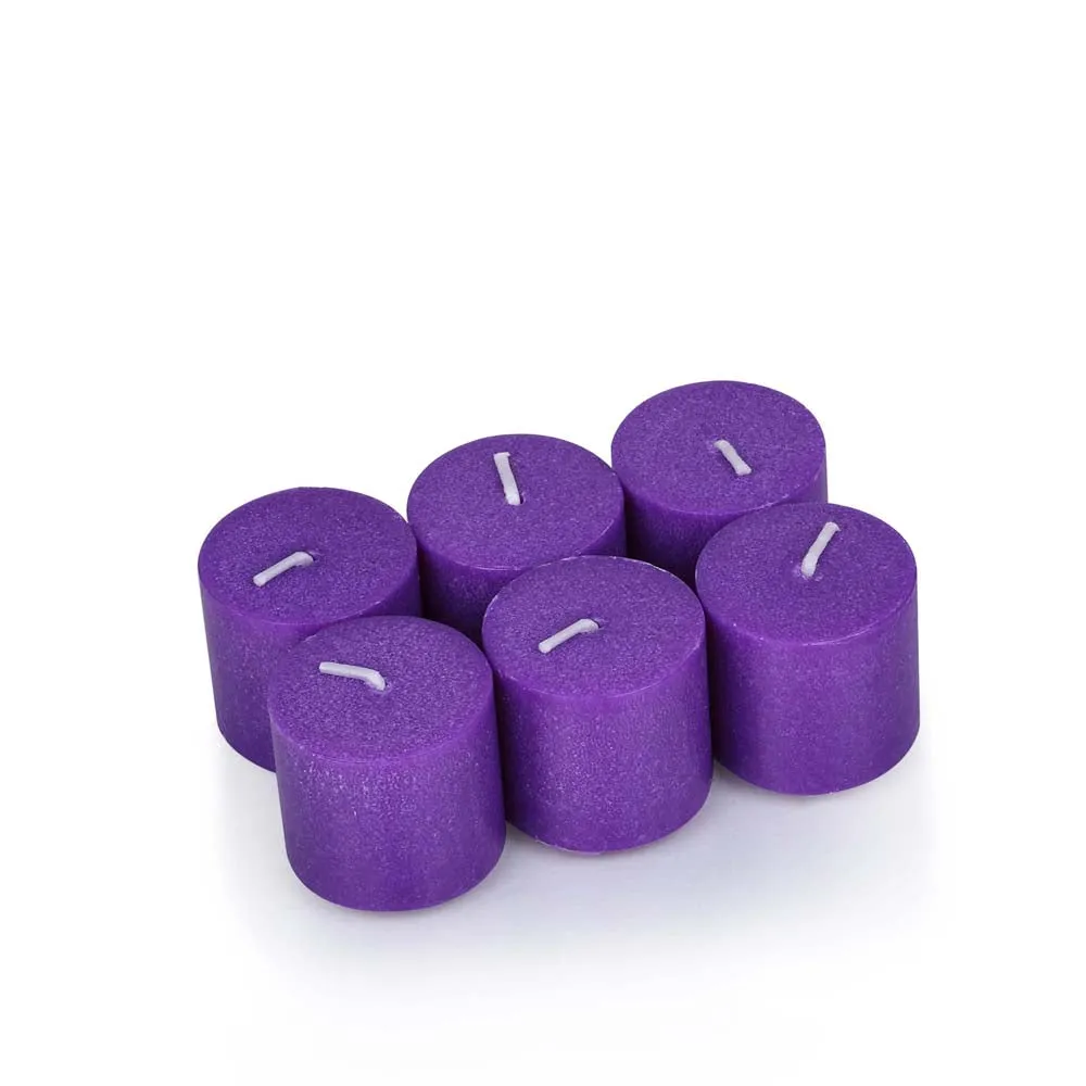Purple Coloured Lavender Scented Set of 6 Premium Votive Candles Refill Pack