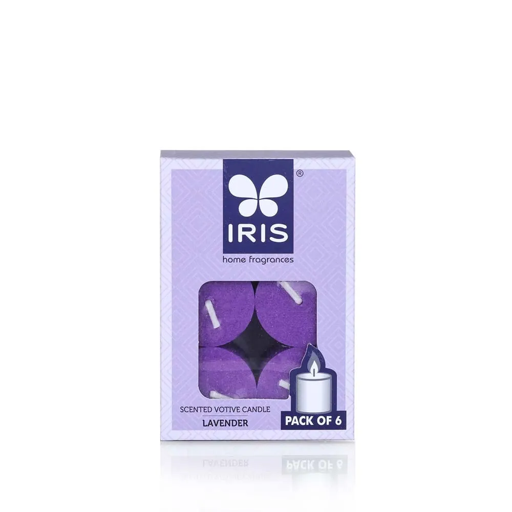Purple Coloured Lavender Scented Set of 6 Premium Votive Candles Refill Pack