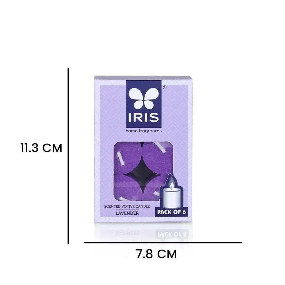 Purple Coloured Lavender Scented Set of 6 Premium Votive Candles Refill Pack