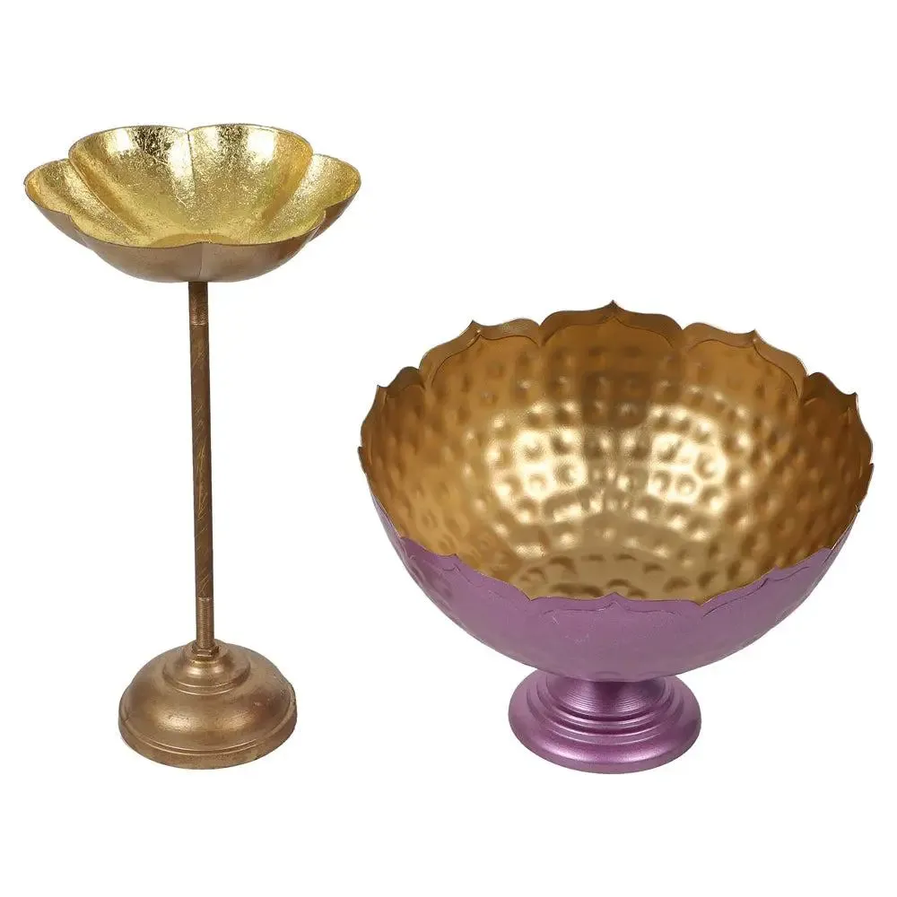 Purple Crown-inspired Urli Bowls with Detachable Tealight Holder (Set of 6)