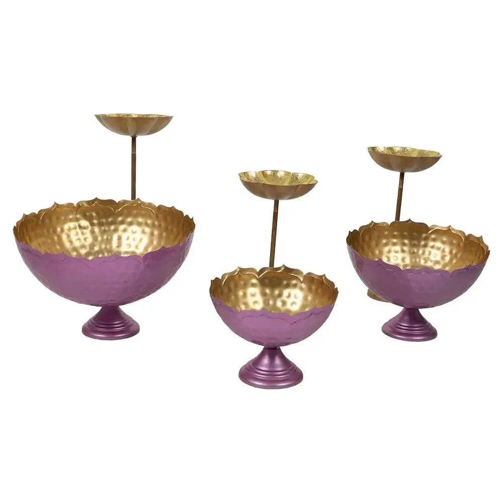 Purple Crown-inspired Urli Bowls with Detachable Tealight Holder (Set of 6)