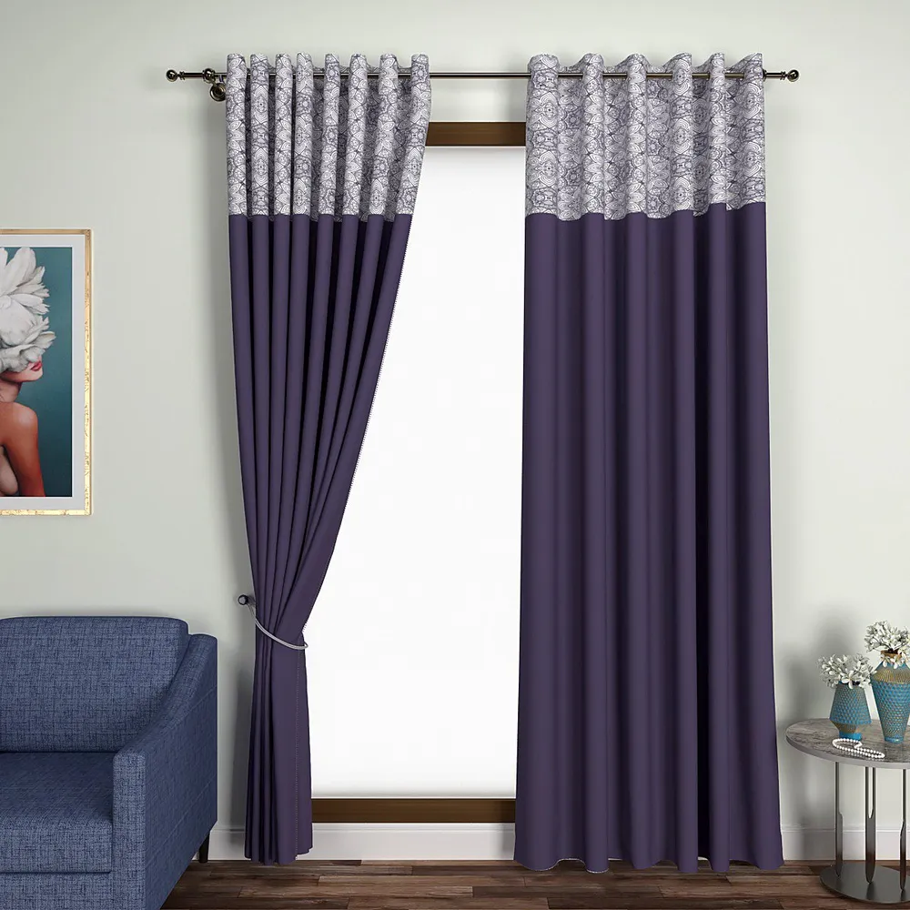 Purple Floral Aesthetics Semi-Designer Door Curtain Regular Single Piece (7ft)
