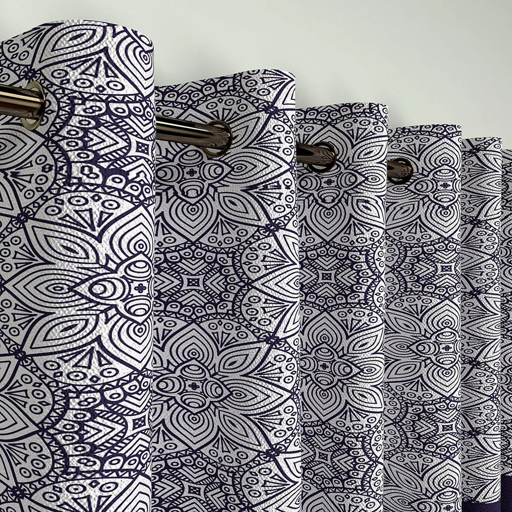 Purple Floral Aesthetics Semi-Designer Door Curtain Regular Single Piece (7ft)