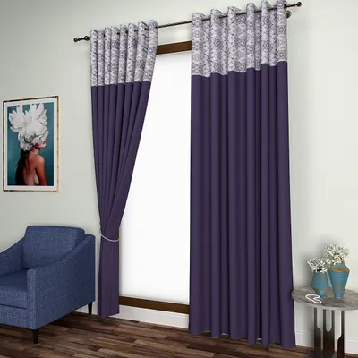 Purple Floral Aesthetics Semi-Designer Door Curtain