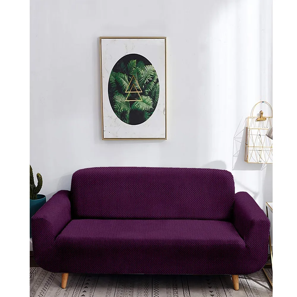 Purple Jacquard Sofa Cover One Seater Sofa Slipcover