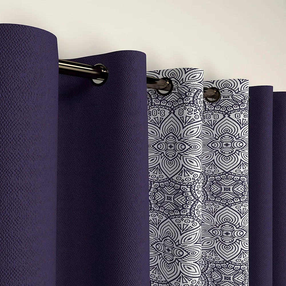 Purple Neat Floral Aesthetics Layered Door Curtain Medium Single Piece (7ft)